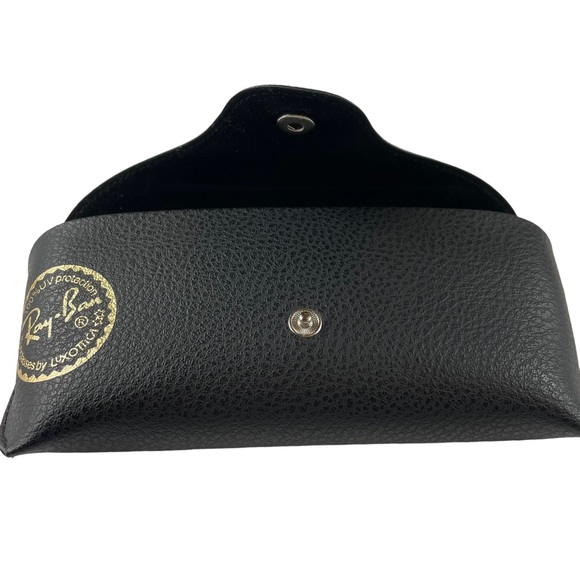 Ray-Ban Sunglasses Eyeglasses Black Soft Leather Case Gold Logo Snap Close Clean - Picture 11 of 16